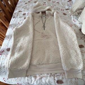 Plush Cream Sherpa Vest with Hood